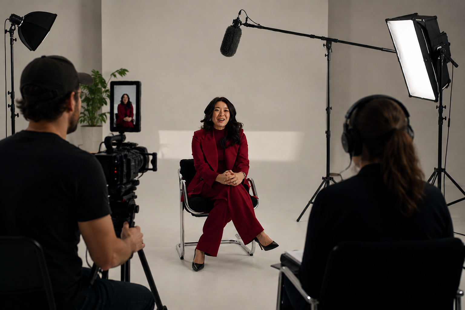 Founder interview in a professional studio setting